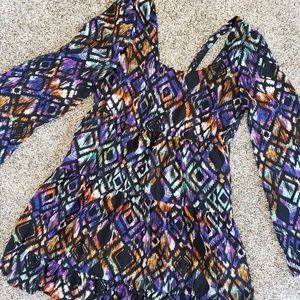 Socialite Scoop Neck Bell Slevee Tiered Dress